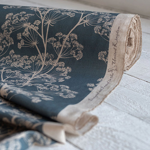 Fabric in Indigo Cow Parsley