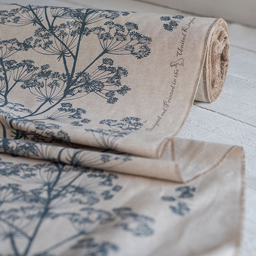 Fabric in Reverse Indigo Cow Parsley