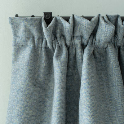 Curtain in Lovat Herringbone Tweed Fabric in Blue