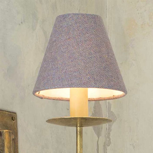 Single Smugglers Wall Light with Lovat Herringbone Tweed in Heather