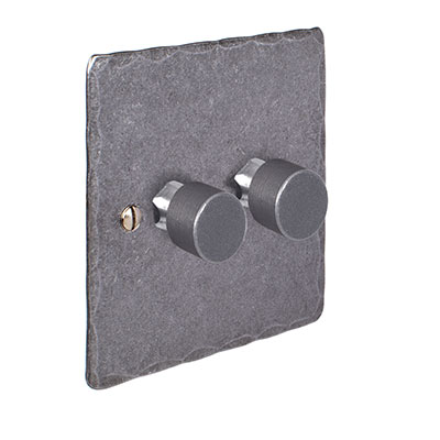 2 Gang Rotary Dimmer Switch in Polished