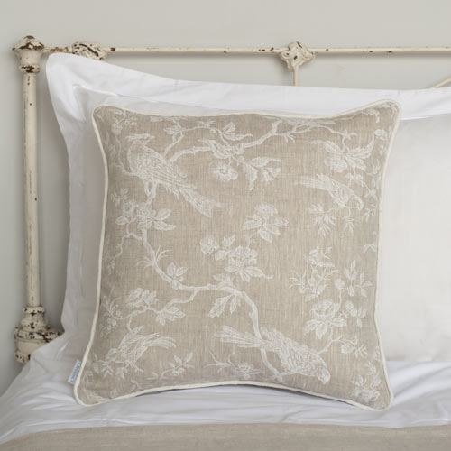 Cushion Cover in White Isabelle Linen with Contrast Piping