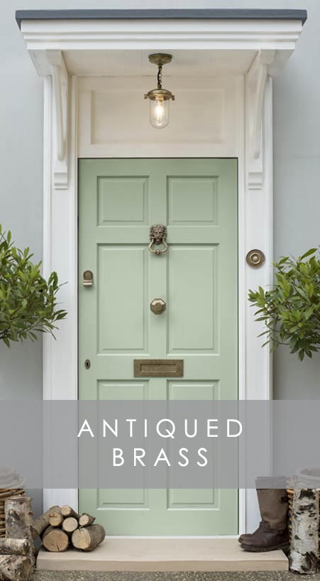 Antiqued brass door furniture