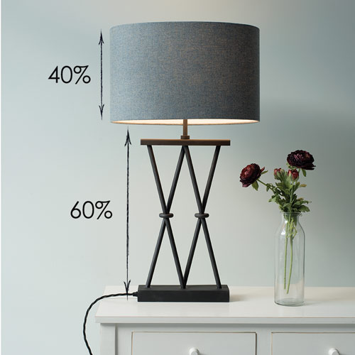 Table lampshade showing base vs height