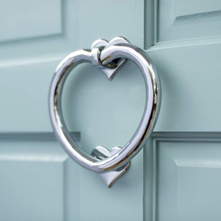 Nickel heart door knocker