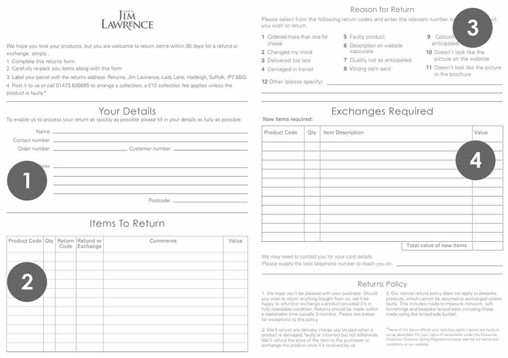 Returns form