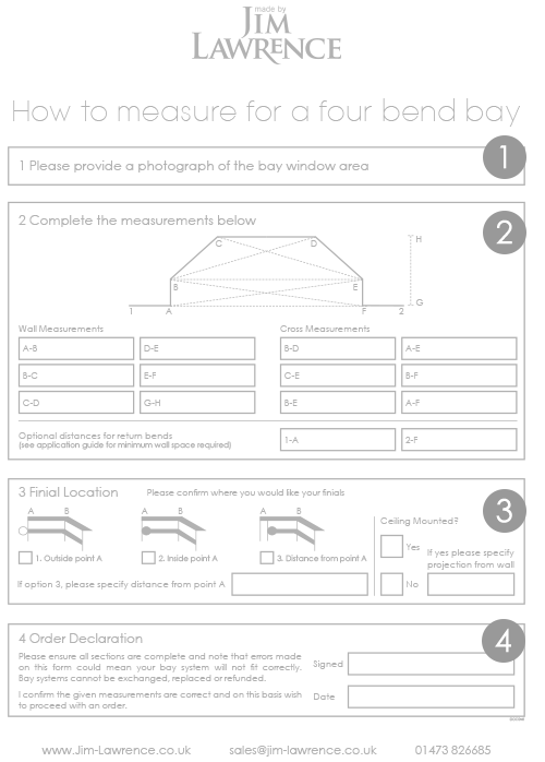 Template for 4 x bend bay pole