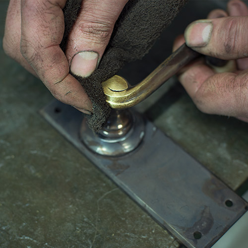 Hands on door handle