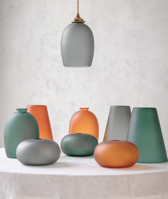 Coloured frosted glass shades