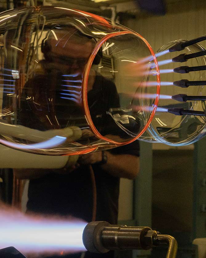 Glass blowers making a Chalford Glass blowers making a Chalford