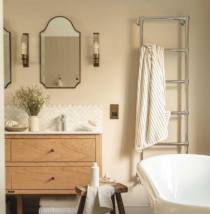 Shaver socket in antiqued brass