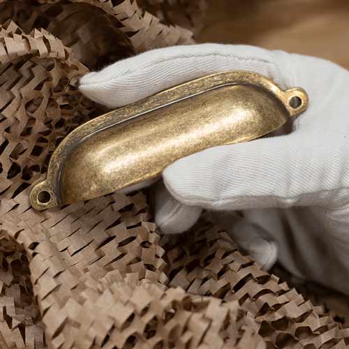Larder Drawer Pull in Antiqued Brass
