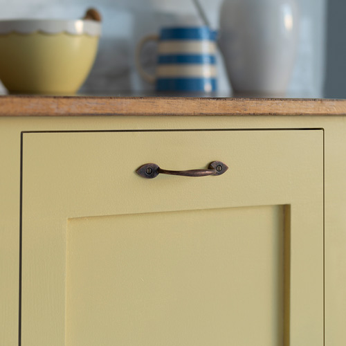 Gilby Drawer Pull on Persian yellow unit