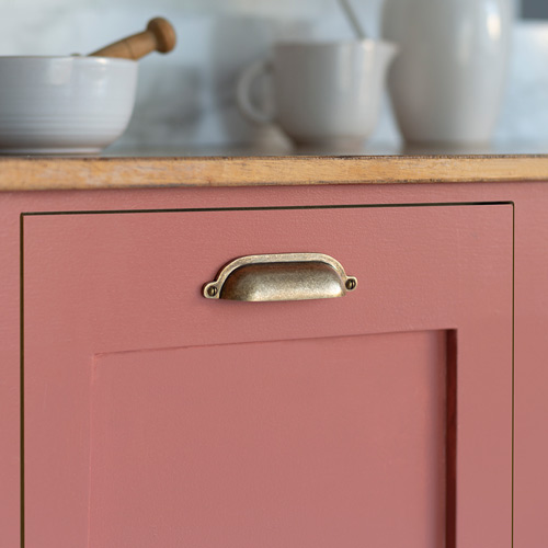 Larder Drawer Pull on Red Ochre unit